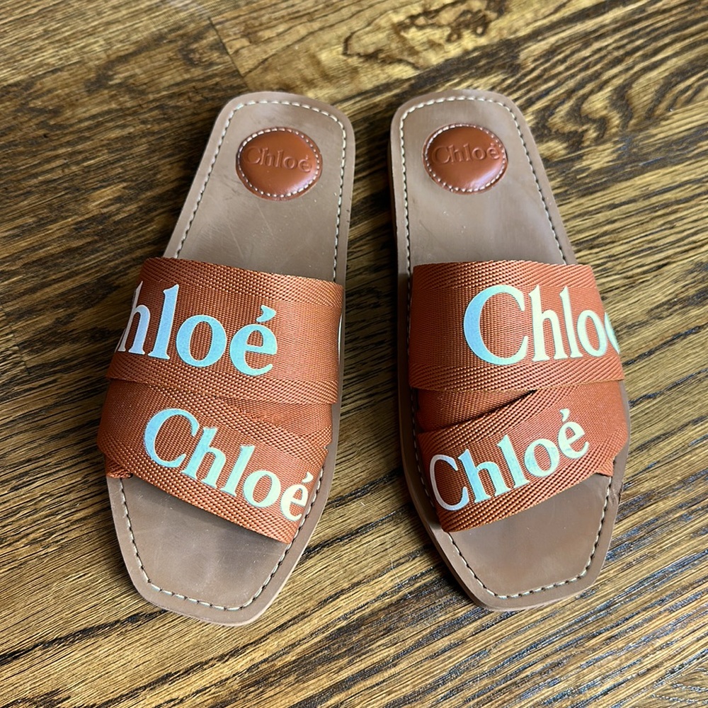 Chloe Woody Sandals Arizona Brown Size 37
